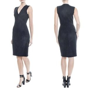 Level 99 Faux Suede Janet Black Wrap Dress